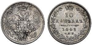 10 Copeca Impero russo (1720-1917) Argento Nicola I (1796-1855)