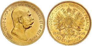 10 Corona Австро-Венгрия (1867-1918) Золото Франц Иосиф I (1830 - 1916)