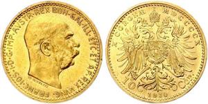 10 Corona Австро-Венгрия (1867-1918) Золото Франц Иосиф I (1830 - 1916)