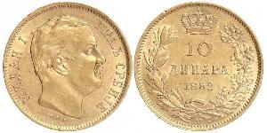 10 Denaro Serbia Oro Milan Obrenović IV di Serbia