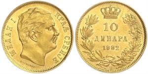 10 Dinar Serbia Gold Milan I of Serbia