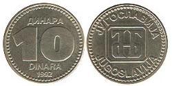 10 Dinar Sozialistische Föderative Republik Jugoslawien (1943 -1992) Kupfer/Zink 