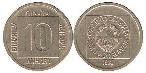 10 Dinar République fédérative socialiste de Yougoslavie (1943 -1992) Laiton 