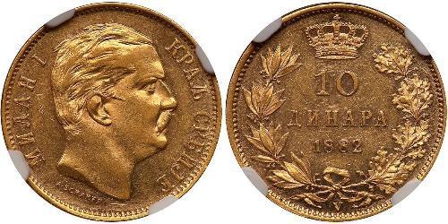 10 Dinar Serbie Or Milan Ier de Serbie
