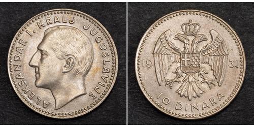 10 Dinar Königreich Jugoslawien (1918-1943) Silber Alexander I of Yugoslavia (1888 - 1934)