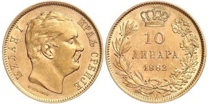 10 Dinar 塞尔维亚 金 Milan I of Serbia