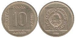 10 Dinaro República Federativa Socialista de Yugoslavia (1943 -1992) Latón 
