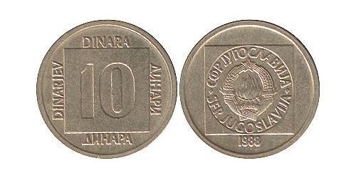 10 Dinaro República Federativa Socialista de Yugoslavia (1943 -1992) Latón 
