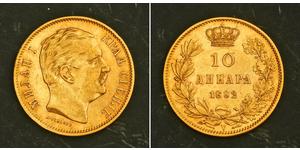10 Dinaro Serbia Oro Milan I de Serbia
