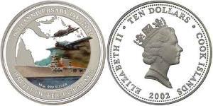 10 Dollar Cook Islands (1965 - ) Argent Elizabeth II (1926-2022)