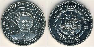 10 Dollar Liberia (1847 - ) Cuivre/Nickel George W. Bush (1946 - )