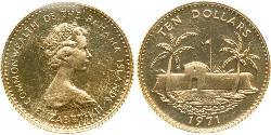 10 Dollar Bahamas (1973 - ) Gold 
