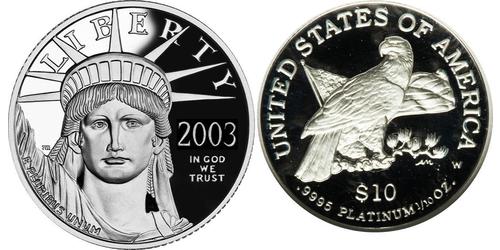 10 Dollar Vereinigten Staaten von Amerika (1776 - ) Platin 