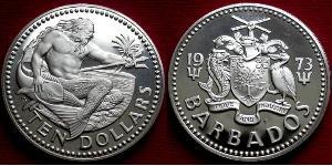10 Dollar Barbados Silver 