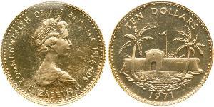 10 Dollar Bahamas (1973 - ) 金 