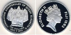10 Dollar Fiji (1970 - ) 銀 
