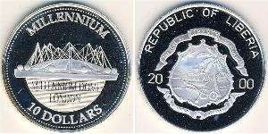 10 Dollar 利比里亚 (1847 - ) 銀 
