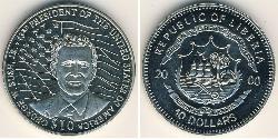 10 Dollar 利比里亚 (1847 - ) 镍/銅 乔治·沃克·布什 (1946 - )