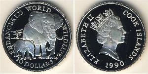 10 Dollaro Cook Islands (1965 - ) Argento Elisabetta II (1926-2022)