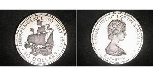 10 Dólar Bahamas Plata Isabel II (1926-2022)