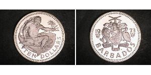 10 Dólar Barbados Plata 