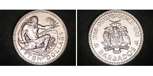 10 Dólar Barbados Plata 