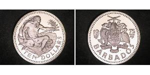 10 Dólar Barbados Plata 