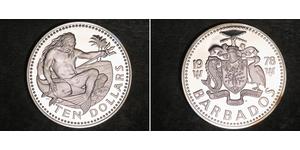 10 Dólar Barbados Plata 