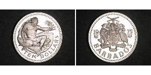 10 Dólar Barbados Plata 