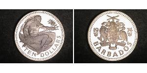 10 Dólar Barbados Plata 