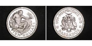 10 Dólar Barbados Plata 