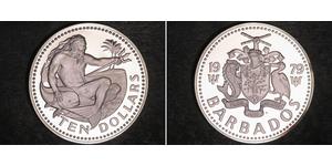 10 Dólar Barbados Plata 