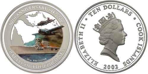10 Dólar Cook Islands (1965 - ) Plata Isabel II (1926-2022)