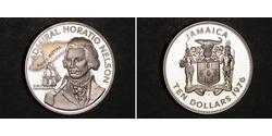 10 Dólar Jamaica (1962 - ) Plata Horatio Nelson
