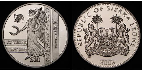 10 Dólar Sierra Leona (1961 - ) Plata 