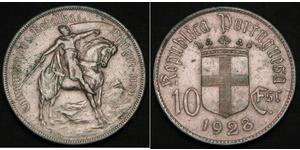 10 Escudo Portuguese Republic - Ditadura Nacional (1926 - 1933) 銀 