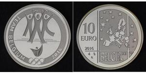 10 Euro Belgio Argento 