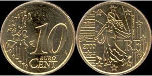 10 Eurocent Cinquième République (1958 - ) Tin/Aluminium/Cuivre/Zinc 