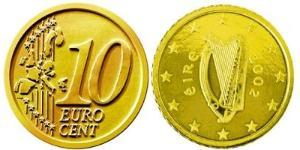 10 Eurocent Irlanda (1922 - ) Tin/Rame/Alluminio/Zinco 