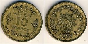 10 Franc Marruecos Aluminio/Bronce 