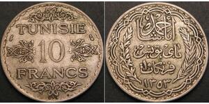 10 Franc Tunisia Argento 