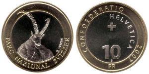 10 Franc Suiza Bimetal 