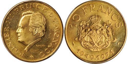 10 Franc Monaco (1297 - ) Gold Rainier III. (Monaco)