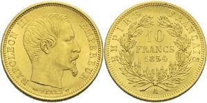 10 Franc Second French Empire (1852-1870) Gold Napoleon III (1808-1873)