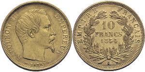 10 Franc Second French Empire (1852-1870) Gold Napoleon III (1808-1873)