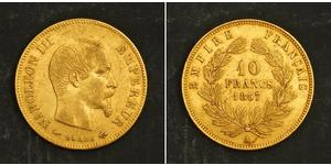 10 Franc Second French Empire (1852-1870) Gold Napoleon III (1808-1873)