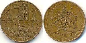 10 Franc Quinta República Francesa (1958 - ) Latón 