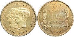 10 Franc Bélgica Níquel Alberto I de Bélgica (1875 - 1934) / Leopoldo I de Bélgica (1790-1865) / Leopold II (1835 - 1909)