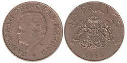 10 Franc Mónaco (1297 - ) Níquel/Cobre 