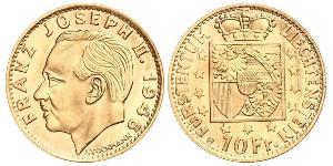 10 Franc Liechtenstein (1719 - ) Or Franz Joseph II, Prince of Liechtenstein (1938 - 1989) 